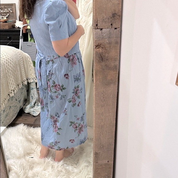 Vintage Miss Dorby Floral Blue Dress with Embroidered Details size XLarge - Picture 8 of 8